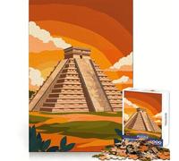 Chichen Itza Pyramid 1000 Piece Jigsaw Puzzle for Adults Brain Stimulation Peaceful Hobby Premium Cut Birthday Present (50x75cm)