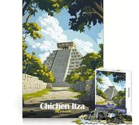 Chichen Itza Pyramid Puzzle for Teenagers 1000 Pieces Mental Dexterity Soothing Downtime Premium Cut Warm Xmas Gift (50x75cm)