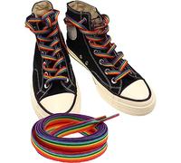 chichengnian 1Pair Rainbow Shoelace Flat Trainer Shoelaces Gradient Personality Color Vertical Stripes Trend Shoelace Sneakers Accesories (Rainbow, 120cm)