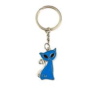 chichengnian Cute Cat Keychain Alloy Fashion Jewelry Ring For Bag Cute Cartoon Keychain for Christmas Birthday Anniversary New Year (Blue)
