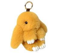 Chichengnian Plush Bunny Rex Rabbit Keychain Charm Ring Faux Fur Keyring Fluffy Pompom Pendant Cellphone Car Decoration