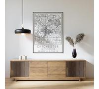 Chichester England City Street Map Print Chichester Wall Art Home decor Poster Poster A5 - Wall Art Home Decor Movie Poster Canvas Film Cinema Retro Vintage Cult Classic Nostargic Saga Modern reprint