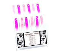 Chichi Gifts 14cm Aquarius Zodiac Sign Glass Nail File Pink with Crystal Diamante