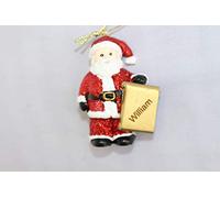 Chichi Gifts Personalised Cute Santa Father Christmas Tree Decoration Ornament Bauble with LASER ENGRAVED name