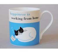 Chichi Happiness is Working from Home Cat Contemporary Bone China Mug Turquoise - Stoke on Trent, England