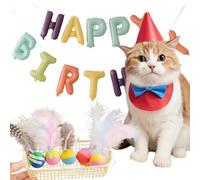 CHICHI PAWS Plumed Cat Ball Toy for Indoor Cats, Assorted Color, Silicone Bouncy Ball Toy Set (5PCS)