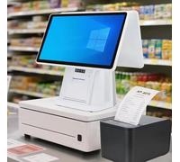 chichigo All-in-One Smart Cash Register with 15.6" Dual Touchscreen, Integrated 58mm Thermal Printer, 8GB RAM, 128GB SSD, Windows7/10 POS Cash Registers