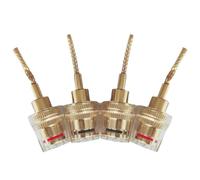 CHICHIYANG 4PCS HiFi Audio Cable Adapters Copper Terminals Transparent Binding Post 4MM Banana Female to 2MM Pin Male for Speaker