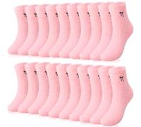 Chicingyou 10 Pairs Women's Bow Fuzzy Socks Winter Warm Soft Slipper Socks Coquette Stuff Fluffy Thick Cozy Spa Home Sleeping, Pink, Medium