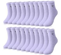 Chicingyou 10 Pairs Women's Bow Fuzzy Socks Winter Warm Soft Slipper Socks Coquette Stuff Fluffy Thick Cozy Spa Home Sleeping, Purple, Medium