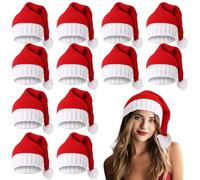 Chicingyou 12 Pcs Santa Hat Christmas Hat for Adults Women Men Red Knitted Soft Warm Winter Xmas Party Knit Beanie for Christmas New Year Festive Holiday Gifts