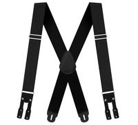 Chicingyou 2 Inches Wide Low Stretch Logger Suspender Men Heavy Duty Hidden Button x Shape Back Tool Adjustable Strap Work, Black, 47.24 x 2 inches