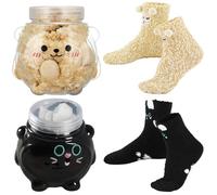 Chicingyou 2 Pairs Funny Socks Gift for Women with Clear Bear Bottle Soft Fuzzy Fluffy Slipper Socks Winter Warm Ornament Sleeping Cat Sheep Stocking Stuffers Decor for Birthday Christmas