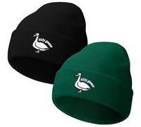 Chicingyou 2 Pcs Silly Goose Beanie Hat Black Green Playful Funny Goose Knitted Hat Winter Warm for Men Women