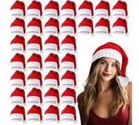Chicingyou 36 Pcs Santa Hat Christmas Hat for Adults Women Men Red Knitted Soft Warm Winter Xmas Party Knit Beanie for Christmas New Year Festive Holiday Gifts