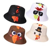 Chicingyou 4 Pcs Turkey Bucket Hat Thanksgiving Hat for Adults Unisex Turkey Sun Packable Summer Cap for Women Men Outdoor Fisherman