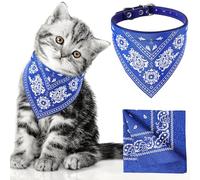 Chicingyou Dog Bandana Collar & 22 Inch Women Men Cotton Bandana Headband Set Puppy Scarf for Small Dog Adjustable Cowboy Cat Collar with Paisley Pattern Triangle Bib Neckerchief Handkerchief(Blue)