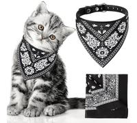 Chicingyou Dog Bandanas Collar & Women Men Marching Headband Set Dog Bandanas for Small Dogs Girl Boy Puppy Cat Adjustable Cowboy Collar with Cotton Paisley Pattern Scarf Handkerchief Headwear(Black)