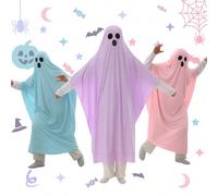 Chicingyou Halloween Ghost Costume for Adult Fancy Party Cosplay Ghost Cloak Costume Pink Purple and Blue Ghosts Set for Halloween Cosplay Party