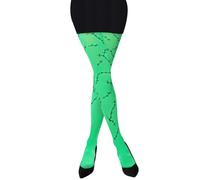 Chicingyou Halloween Women Stitched Tights, Pantyhose with Black Stitch Marks, Stretchy Printed Legging Tights for Role Costumes Halloween Accessory Weird Theme Party (Green)