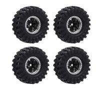 CHICIRIS 1.0 Oval Wheel Hub Tire Set 4PCS for 1/24 Scale Crawler Aluminum Alloy Hubs with Rubber Tires Enhanced Traction Control Stability Design (Black)