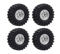 CHICIRIS 1.0 Oval Wheel Hub Tire Set 4PCS for 1/24 Scale Crawler Aluminum Alloy Hubs with Rubber Tires Enhanced Traction Control Stability Design (Silver)