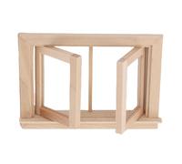 CHICIRIS 1:12 Scale Miniature Dollhouse Window Set, Wooden & PVC Push-Open Mini Windows, for Dollhouse DIY, Model House Decoration, Photography Props