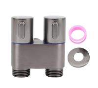 CHICIRIS 1 in 2 Out Angle Valve, G1/2 Male Thread Dual Outlet Copper Angle Stop Valve with Double Control Switches, for Bathroom Toilet Bidet Balcony Kitchen Sink (Gray)