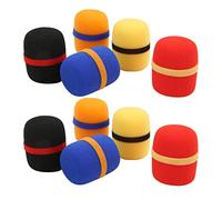 CHICIRIS 10Pcs Microphone Cover, Thick Soft Sponge Windscreen Foam Moisture Protection, Good Elasticity, with Colorful Bands for KTV Stage Performance Conference