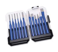 CHICIRIS 12Pcs Chisel Punch Kit Conical Cylindrical Flat Type Blue Handle Engraving and Punching Tools for Fine Polishing