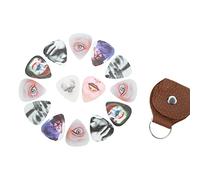 CHICIRIS 13 Piece Celluloid Guitar Picks Set with Storage Box, Medium Plectrums with Modern Patterns for Electric, Acoustic, Bass Guitars and Ukulele (figure)