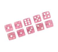 CHICIRIS 20pcs Dice Set Plastic 6 Sided Dice Set 0.6in Translucent Round Corner with Clear Pips for Board Games Math Games Classroom Teaching and Family Play (Pink with White Spots)