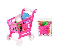 CHICIRIS 21pcs Kids Shopping Cart Trolley Play Set, Cute Plastic Role Play Toy for Children with Smooth Edges, Enhance Family Interaction and Logical Thinking