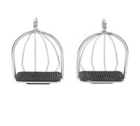 CHICIRIS 2PCS Horse Stirrups Stainless Steel Safe Cage Stirrup with Non Slip Pad for Equestrian Accessories, Integrated Safe Cage Prevents Forward Foot Slippage, Accurate Engineering