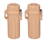 CHICIRIS 2PCS Plastic Storage Tube, Airtight Water Proof Sealed Container with Carrying Rope, for Outdoor Camping Travel Sports Keys Rings Earrings (Gold)