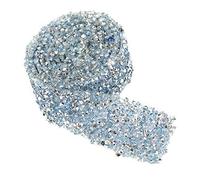 CHICIRIS 30mm Ribbon Mesh Wrap Roll for Wedding Birthday Decor, Glittering Crystal Rhinestone Ribbon, Versatile and Safe Material, Adhesive Backing, Suitable for Special Events, 1yard (Light Blue)