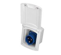 CHICIRIS 32A RV External Power Outlet Box ABS to 3 Pin Outdoor Power Outlet Embedded Socket for Trailer Caravan Motorhome (White)