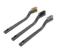 CHICIRIS 3pcs Mini Wire Brush, Ergonomic Non Slip Handle Steel Plastic Garden Tool, with Hole for Hang Storage, for Tree Crevices Bonsai Burr Treatment