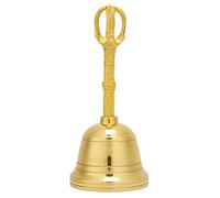 CHICIRIS 4.5 Inch Pure Brass Hand Bell, Brass Retro Style Clear Loud Sound, Buddhist Feng Shui Taoist Instrument Rattle, for Temple Home Peaceful Atmosphere Good Luck Decoration