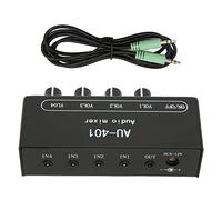 CHICIRIS 4 Channel Mixer, 4 In 1 Out Stereo Mixer with 3.5mm Input Output Interface for PC Cell Phones Laptops Speakers Headphones, Bass Treble Controls, DC 5V 12V