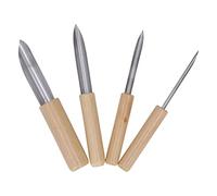 CHICIRIS 4 Pcs Clay Hole Cutters, Stainless Steel Semi Round Punching Tool with Wood Handle, for Pottery Polymer Clay Rubber DIY Projects