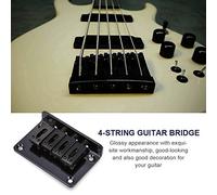 CHICIRIS 4 String Fixed Bridge Replacement Parts Zinc Alloy Construction Intonation Height Adjustments for Cigarbox Electric Guitars (Silver (Black)
