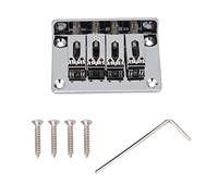 CHICIRIS 4 String Fixed Bridge Replacement Parts Zinc Alloy Construction Intonation Height Adjustments for Cigarbox Electric Guitars (Silver (Silver)