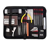 CHICIRIS 45Pcs Guitar Repair Tool Kit, Complete Measurement Maintenance Polishing Accessories for Acoustic Electric Guitars Bass Banjo Mandolin, with Portable Cloth Bag