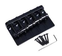 CHICIRIS 5 String Electric Bass Bridge, Iron Zinc Alloy Metal Structure with Brass Saddles, for Stable String Pitch and Clear Sound Quality (Black)