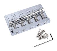 CHICIRIS 5 String Electric Bass Bridge, Iron Zinc Alloy Metal Structure with Brass Saddles, for Stable String Pitch and Clear Sound Quality (Silver)
