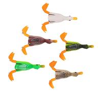 CHICIRIS 5pcs Duck Fishing Lure, Realistic 3D Rubber Floating Topwater Bait with 360 Degree Rotating Duck Feet and Stainless Steel Hooks, for Bass Fishing and Beginner Anglers