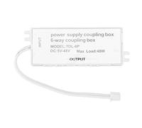 CHICIRIS 6 Way Coupling Box XH2.5 Port 48W 5-48V, Plug and Play Power Supply Junction Box for LED Light