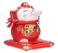 CHICIRIS 6in Fortune Cat Ceramic Waving Lucky Cat, with Shake Hands for Home Decoration Bedroom Car Office (Good luck in receiving wealth)