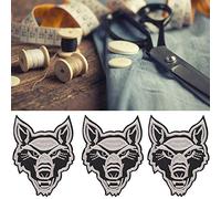 CHICIRIS 6PCS Wolf Cub Iron on Patch Set for The Repair and Decoration of Clothing for Textile Artists (Grey Wolf Head)
